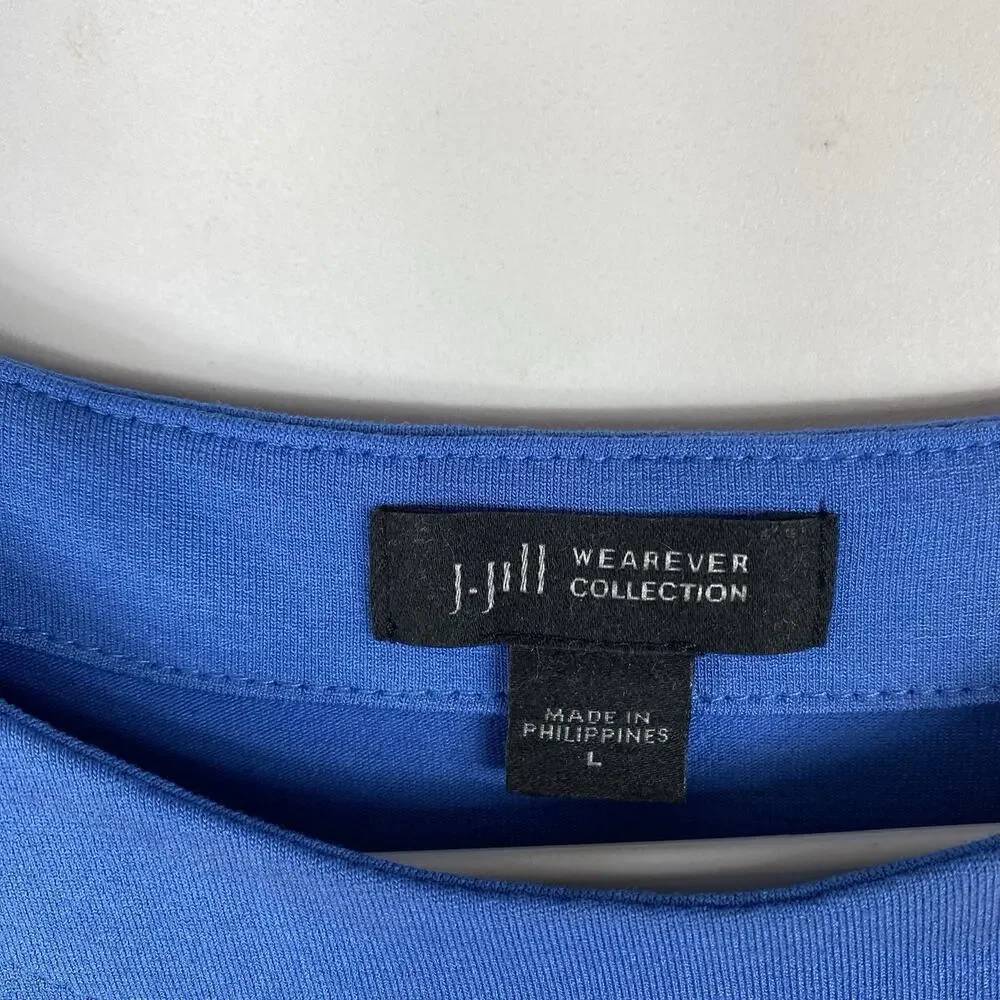 J. Jill Dress Large Blue Wearever Sleeveless A-Line Boatneck Stretch Casual - Picture 5 of 7